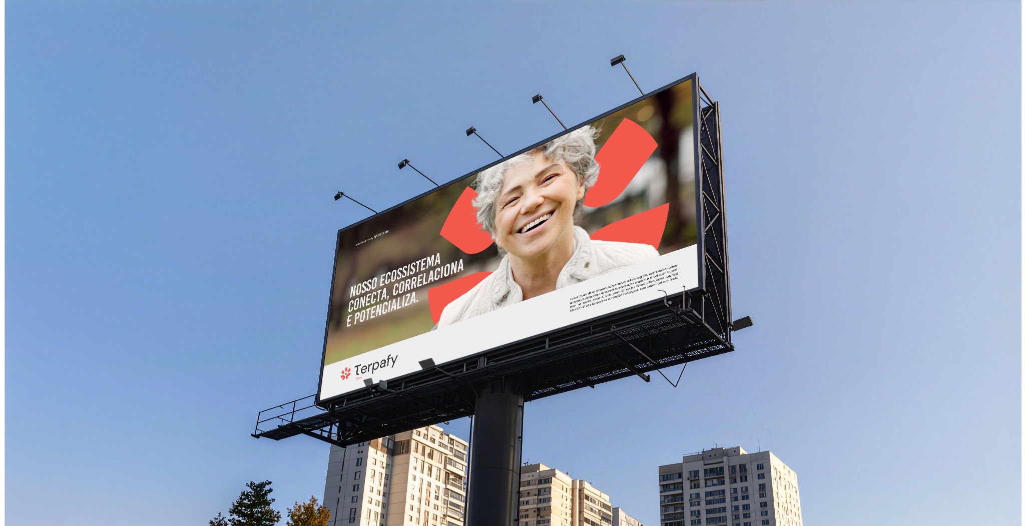 Mockup visual Terpafy aplicado em mídia externa